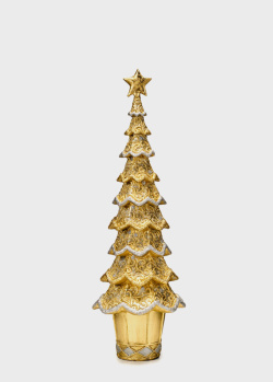 Золотистая статуэтка Lamart Новогодняя елка 43см с узором, фото