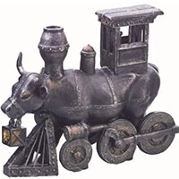 Коллекционная статуэтка коровы Cow Parade Moo Choo-All Aboard! в виде поезда, фото