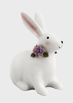 Керамическая фигурка H. B. Kollektion Белый кролик с цветами, фото