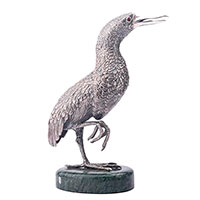 Серебряная фигура Оникс Птица на мраморной подставке, фото