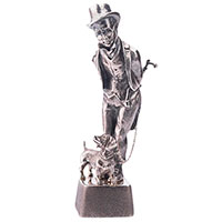 Серебряная фигура Оникс ручной работы Франт с собачкой, фото