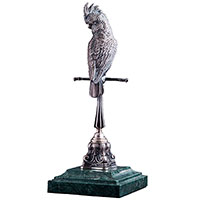 Серебряная фигура Оникс ручной работы Попугай, фото