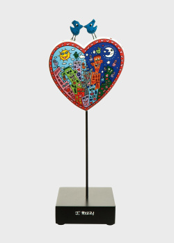 Фарфоровая статуэтка в виде сердца на деревянной основе Goebel Pop Art James Rizzi Love in the Heart of City, фото