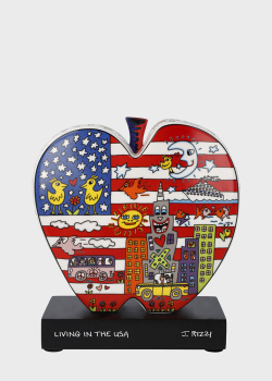 Фарфоровая фигурка на деревянной основе Goebel Pop Art James Rizzi Living in the USA 19см, фото