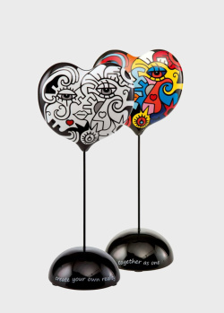 Фарфоровое сердце на деревянной основе Goebel Pop Art Billy The Artist Two in One Together, фото