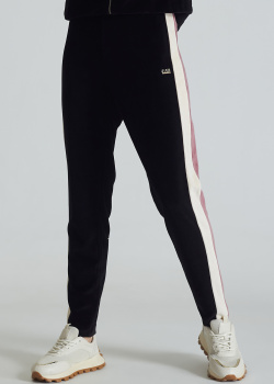 Велюрові спортивні штани EA7 Emporio Armani з бічними смугами, фото