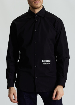 Чорна сорочка Dsquared2 з фірмовим принтом, фото