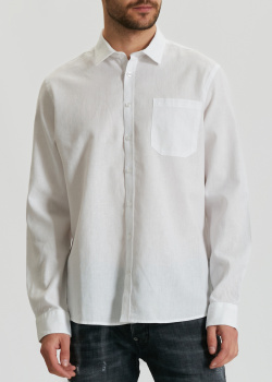 Белая рубашка Maerz из хлопка и льна, фото