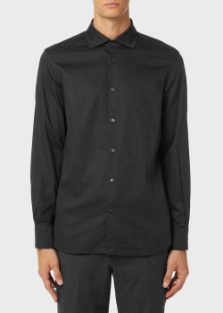Черная рубашка Emporio Armani с логотипом в тон, фото