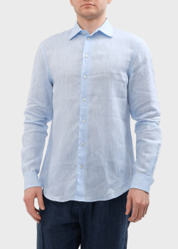 Льняная рубашка Emporio Armani голубого цвета, фото