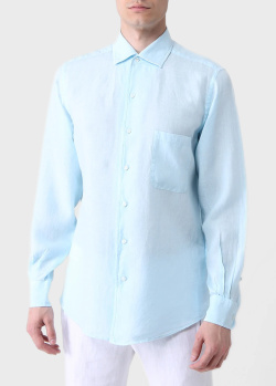 Льняная рубашка Loro Piana голубого цвета, фото