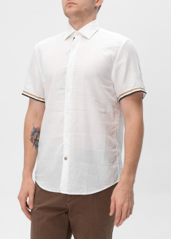 Біла сорочка Hugo Boss із змішаного льону, фото