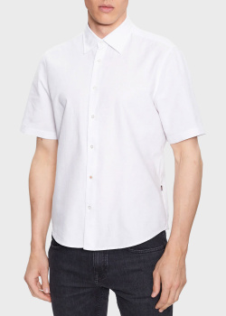 Белая рубашка Hugo Boss с коротким рукавом, фото