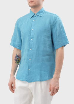 Льняная рубашка Hugo Boss голубого цвета, фото
