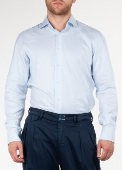 Бело-голубая рубашка Brioni из хлопка, фото