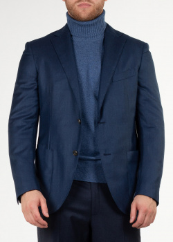 Пиджак из шерсти Luciano Barbera синего цвета, фото