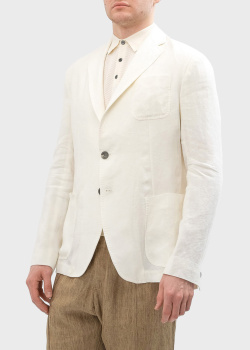Льняной пиджак Emporio Armani с накладными карманами, фото