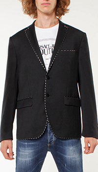 Чорний піджак Frankie Morello з білою прострочкою, фото