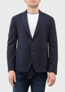 Синий пиджак Hugo Boss с накладными карманами, фото