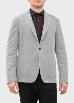 Серый пиджак Hugo Boss с накладными карманами, фото