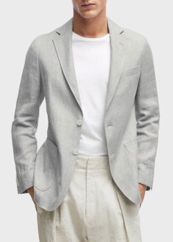 Серый пиджак Hugo Boss из смесового льна, фото