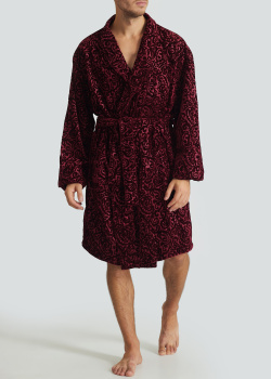Бордовий халат з візерунком Billionaire із змішаної віскози з шовком, фото