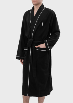 Черный халат Polo Ralph Lauren с логотипом, фото