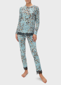 Голубая пижама Twin-Set с леопардовым принтом, фото