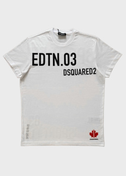 Біла футболка Dsquared2 з написом, фото