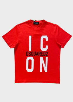 Красная футболка Dsquared2 Icon с лого для детей, фото
