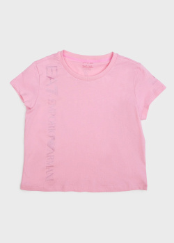 Рожева футболка EA7 Emporio Armani для дівчаток, фото