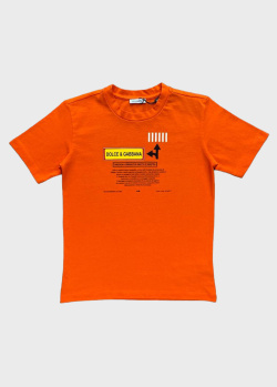 Оранжевая футболка Dolce&Gabbana для мальчиков, фото