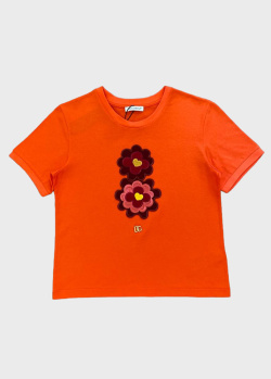 Оранжевая футболка Dolce&Gabbana для девочек, фото