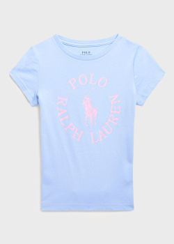 Детская футболка Polo Ralph Lauren голубого цвета, фото