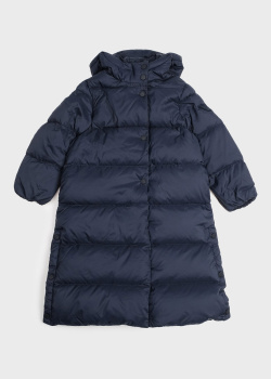 Стеганое пальто Emporio Armani синего цвета для детей, фото