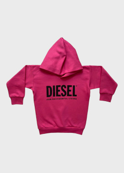 Розовое худи Diesel с принтом для детей, фото
