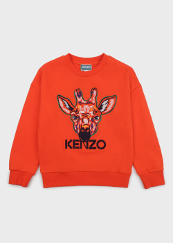 Світшот із жирафом Kenzo помаранчевого кольору для дітей, фото