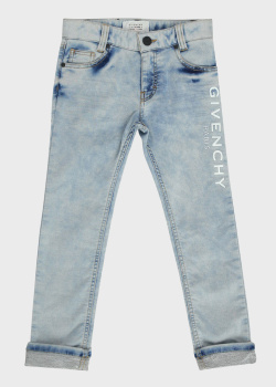 Детские голубые джинсы Givenchy с принтом, фото