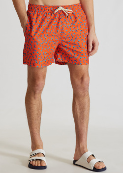 Оранжевые пляжные шорты Fred Mello с принтом, фото