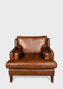 Крісло коричневого кольору Halo Canson Antique Whiskey з телячої шкіри, фото