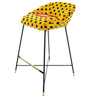 Барний стілець Seletti Toiletpaper жовтий у горох, фото