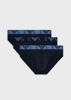Набор из 3-х брифов Emporio Armani синего цвета, фото