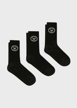 Чорні шкарпетки Emporio Armani 3шт з логотипом, фото