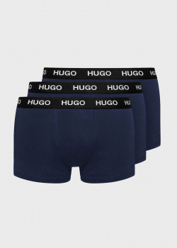 Чорні боксери Hugo Boss Hugo з лого на поясі 3шт, фото