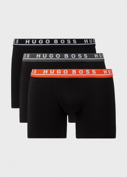 Черные боксеры Hugo Boss из хлопка 3шт, фото