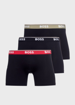 Чорні боксери Hugo Boss 3шт з кольоровими резинками, фото