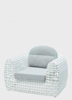 Кресло из искусственного ротанга белого цвета с мягкой подушкой Skyline Design Dynasty, фото