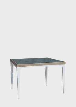 Обеденный квадратный стол Skyline Design Heart Seashell со стеклянной столещницей, фото