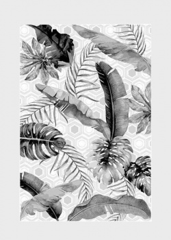 Серый ковер SL Carpet Jungle с растительным узором (улица, дом) 133х190см, фото