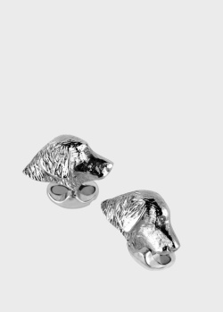 Серебристые запонки Deakin&Francis Silver в форме собаки, фото